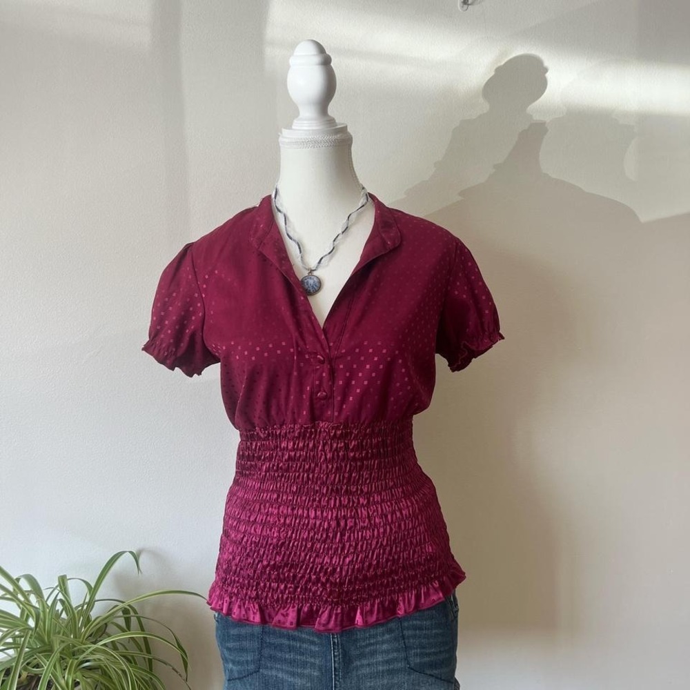 Vintage Y2k Guess Jeans Milkmaid Blouse Womens Sz M Fuschia barbie glam